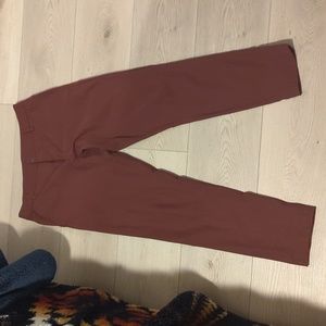 Men's Lululemon ABC Pants, 32 Waist, 34" Length, Slim Fit, Maroon Color